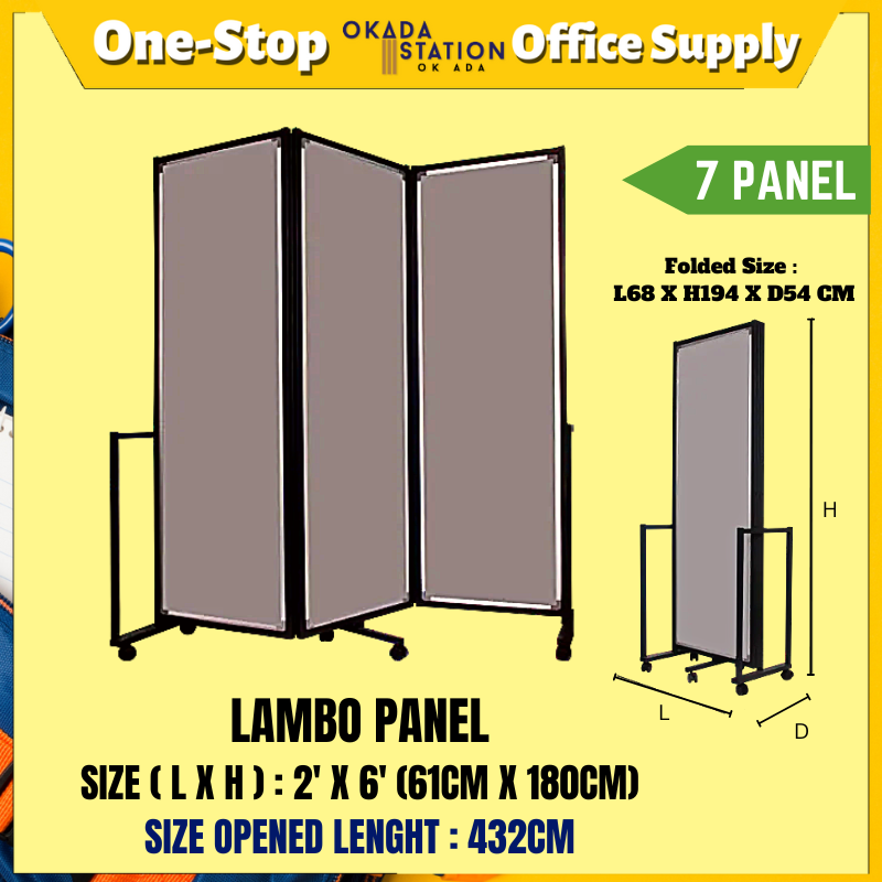 LAMBO PANEL LP-7 LAMBO PANEL (2' X 6') - 7 PANEL (Opened Length : 432cm) / 7 PIECE LAMBO PANEL / LAMBO WALL PARTITION / MOBILE LAMBO PANEL / MOVEABLE LAMBO PANEL / / MOVEABLE PANEL / DISPLAY PANEL / MOBILE PANEL / PARTITION / PRESENTATION BOARD / PANEL