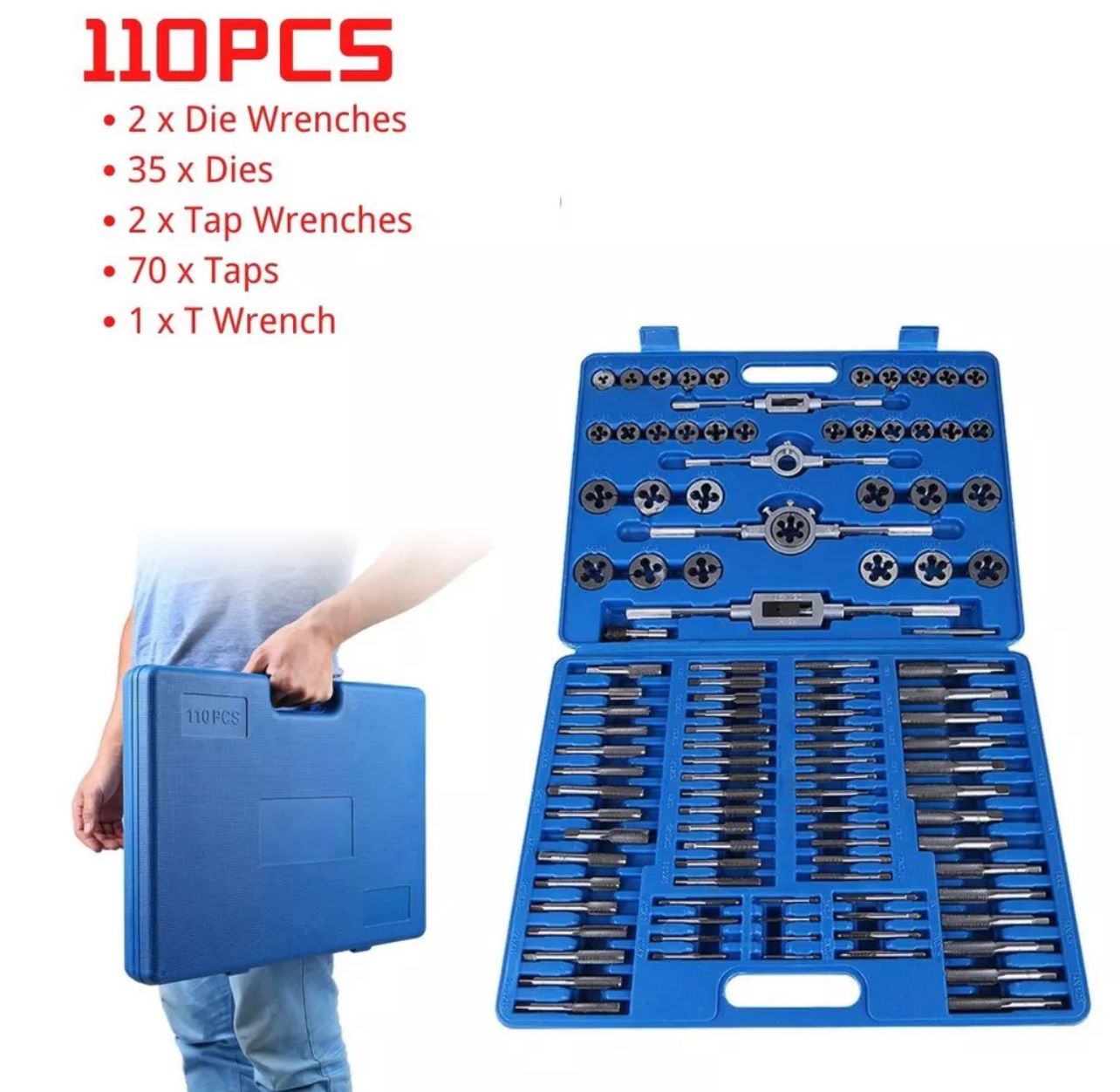 Tools Hand tool set Screw Nut Thread Taps Dies With Wrench Handle Heavy Duty Hand Tool Kit