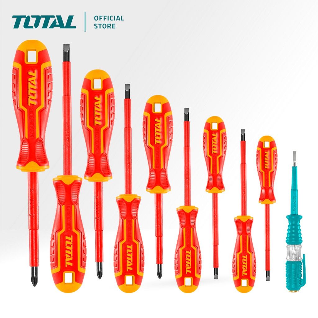Total THKTV02S101 10 Pcs Insulated Screwdrivers