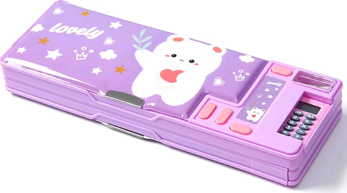 Cute Cartoon Stationery Box Pencil Box Multifunctional Large Capacity Storage Pencil Case Office School Supplies 1pcs YH003 Purple Rabbit Y-PCST-0003-KK