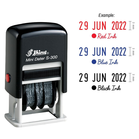 SHINY S300 Self Inking Dater Date Stamp (Blue)