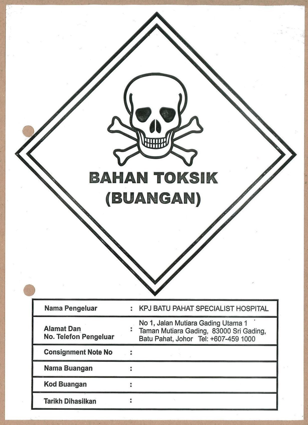 Label Sticker Bahan Toksik (Buangan)