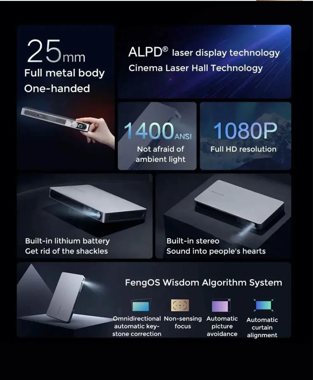 Ducame Formovie X1 1080P 1400ANSI Lumens Smart ALPD® Laser Projector