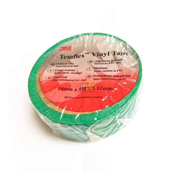 *3M PVC TAPE 18MM X 5MTR FOR ELECTRICAL INSULLATION TAPE, GREEN COLOUR