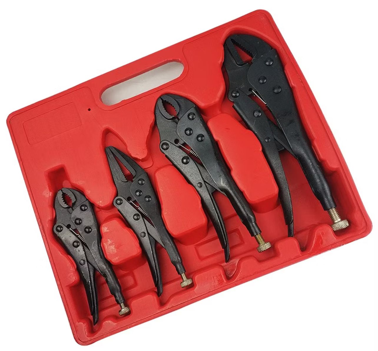 Pliers Set 5" Curved Jaw + 6.5" Long Nose + 7" Curved Jaw + 10" Straigt for Jaw Locking Mole Vice Vise Grip Plier
