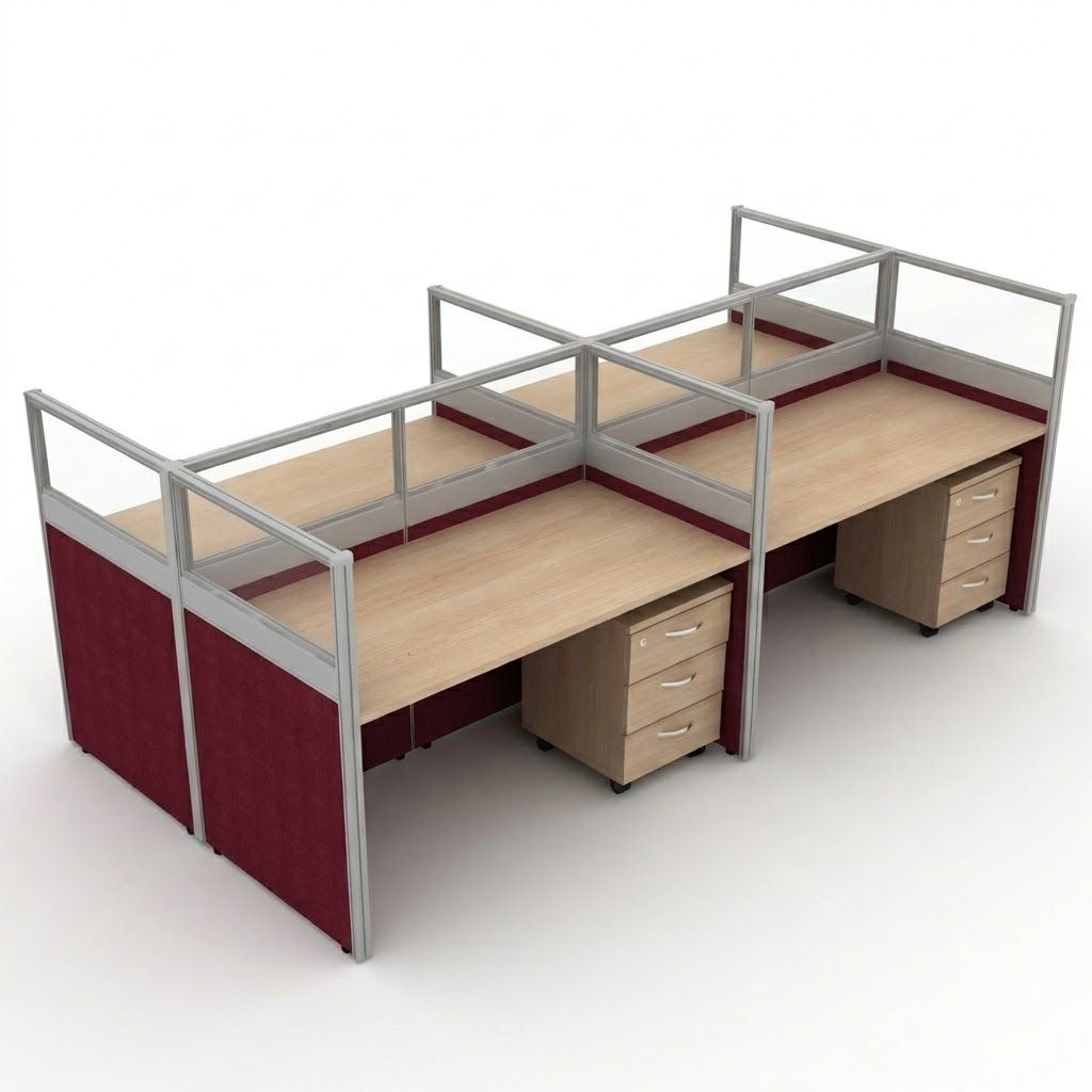 Apex Office Furniture Workstation Half Glass 4 Seater