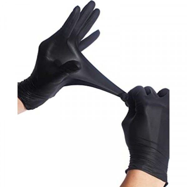 Nitrile Glove Black Powder Free Thick S/M/L/XL Sarung Tangan Hitam Tebal