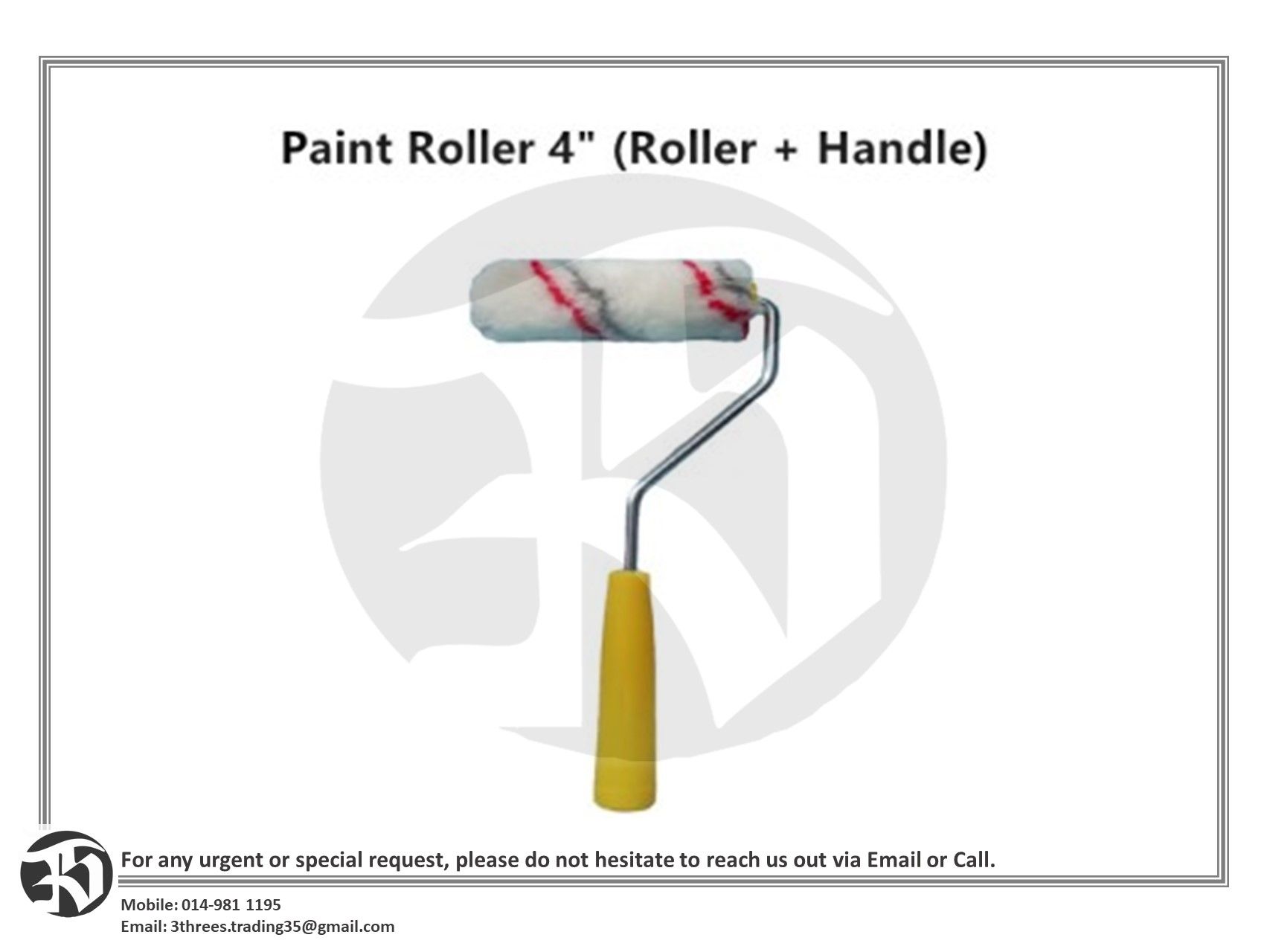 4" Paint Roller Set (Roller + Handle)