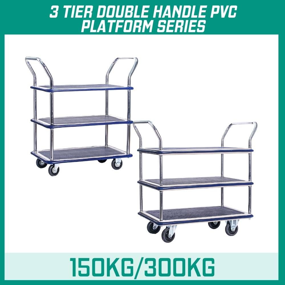 MYSTAR TRIPLE DECKER (3 TIER) DOUBLE HANDLE PVC PLATFORM
