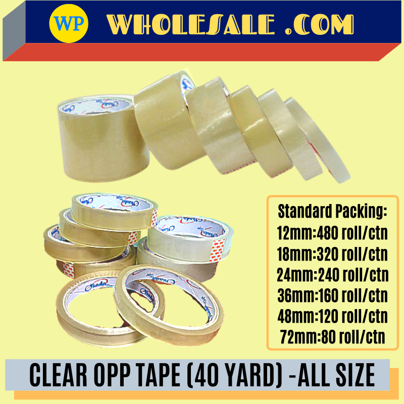 OKADA CLEAR OPP TAPE (40 YARD) -ALL SIZE / Okada / OPP Tape / Cellophane Tape / Clear OPP Tape