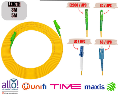 E2K/E2K SC LC SIMPLEX SINGLE MODE 3.0 YELLOW PATCH CORD (3M ,5M) PC502