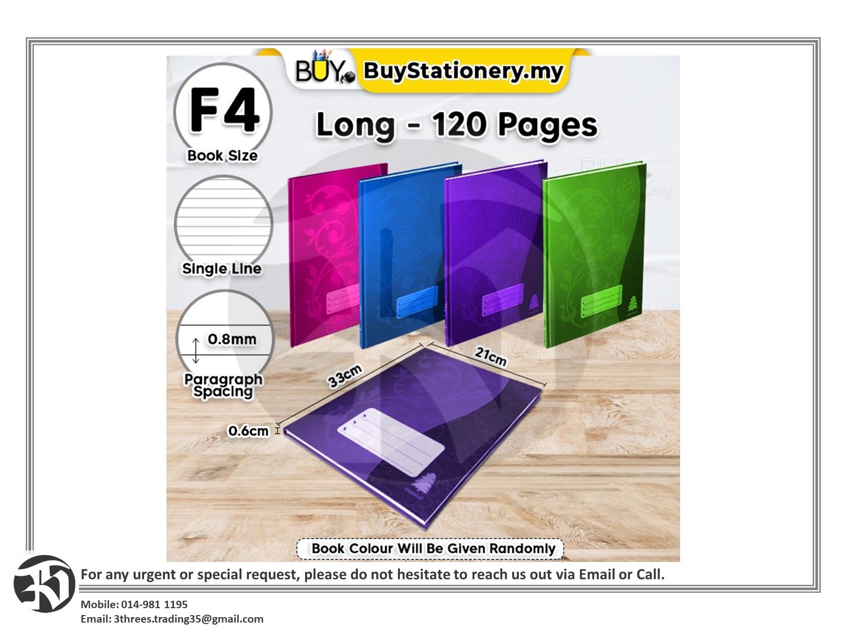 GREENHILL Hard Cover F4 Book 120/200/300/400/500pgs Foolscap Book