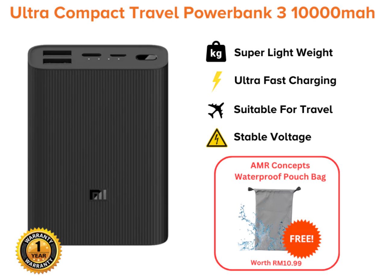 Mi Powerbank 3 Ultra Compact 10000mAh 22.5W Ultra Fast Charging Pocket-Size Micro-USB / Type C