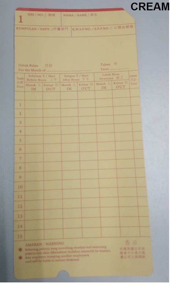 Punch Card (100's/pkt)