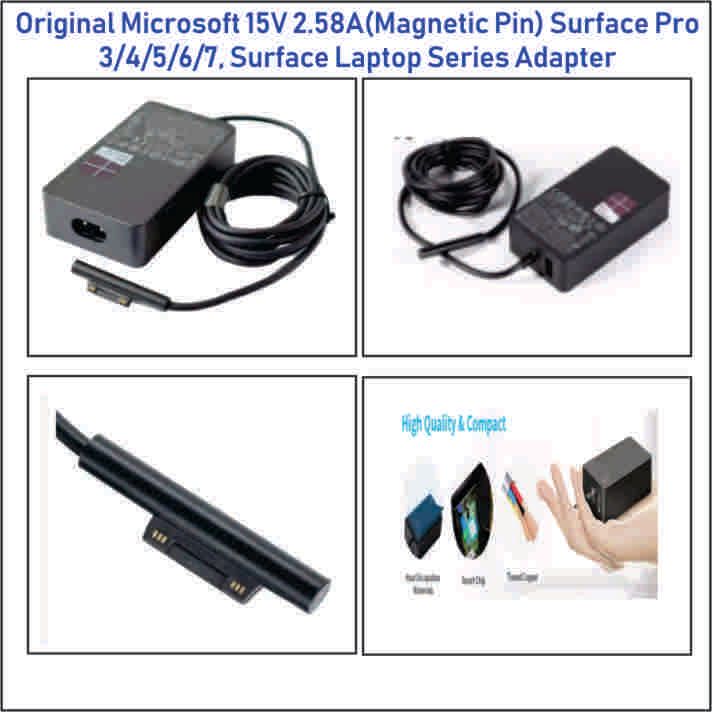 Microsoft 15V 2.58A(Magnetic Pin) Surface Pro 3/4/5/6/7, Surface Laptop Series Adapter