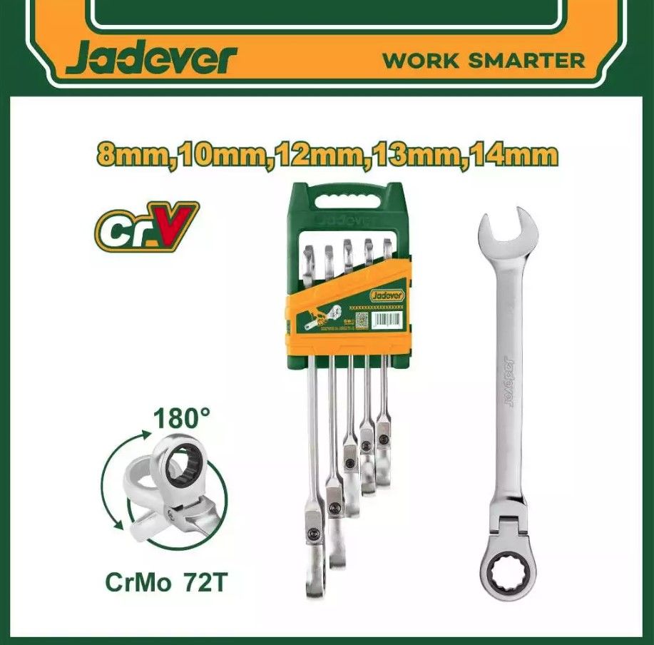 JADEVER 5 PCS FLEXIBLE RATCHET SPANNER SET JDSP5205