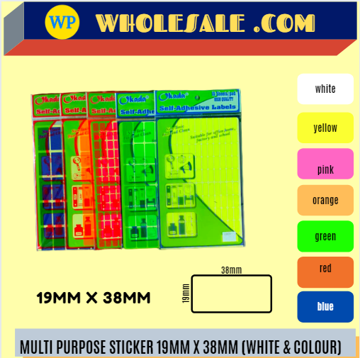 LABEL / MULTI PURPOSE / 19MM X 38MM / ALL COLOUR / STICKER LABEL / COLOUR LABEL