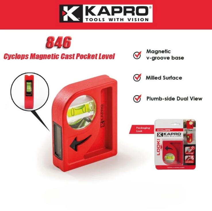 KAPRO 846 CYCLOPS MAGNETIC CAST POCKET LEVEL WITH PLUMB-SITE DUAL VIEW