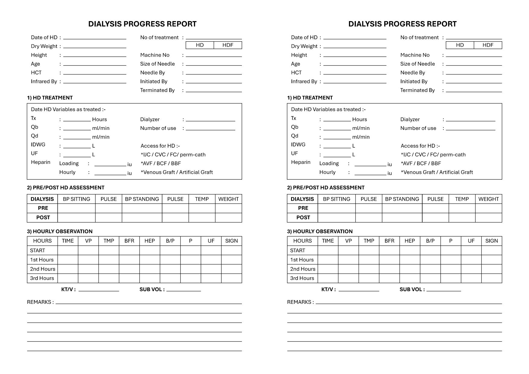 Dialysis Progress Report Book