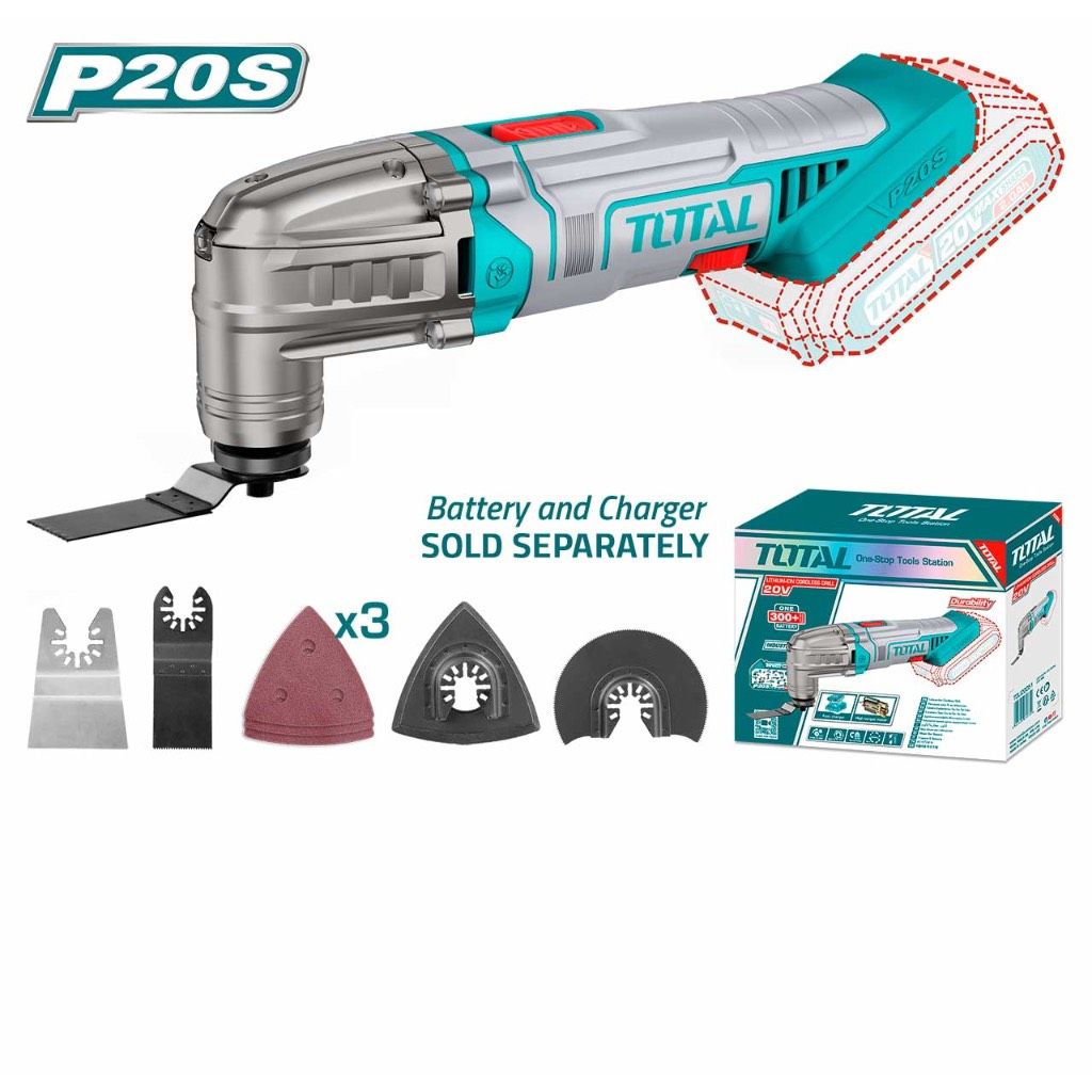 TOTAL LI-ION MULTI TOOL (20V) 6 SPEED (ADJUSTABLE) + SCRAPER + SAW BLADE (2 PCS) + SANDING PAPER P20S TMLI2022