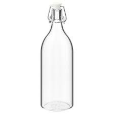 Bottle with stopper, clear glass, 1 liter