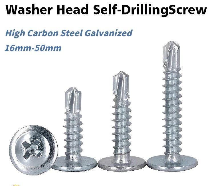 SELF- DRILLING WAFER HEAD SCREW HIGH CARBON STEEL GALVANIZED METAL ROOFING (SIZE: 4.2 x 19MM / 1 BOX)