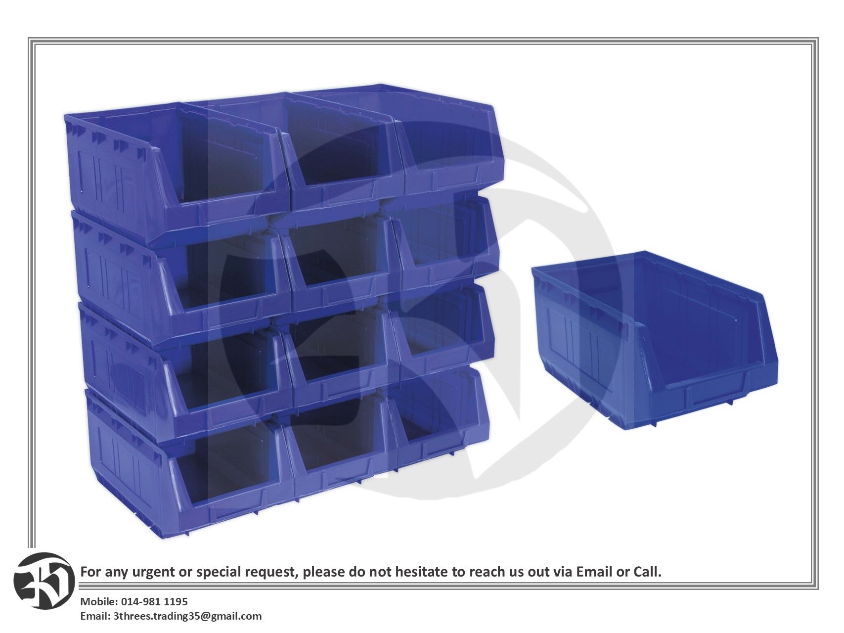 Sealey Plastic Storage Bin 210 x 355 x 165mm, Blue (Pack of 12)