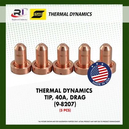 RIGHTWELL ESAB THERMAL DYNAMICS PLASMA CUTTER TIP, 40A,DRAG (9-8207) [5PCS]
