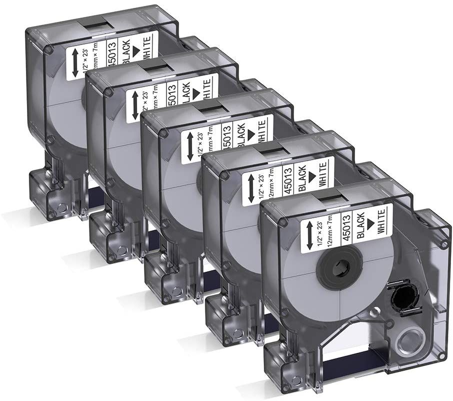 QS Compatible DYMO D1 Label Tape 45013 12mm Replace DYMO Black on White Dymo