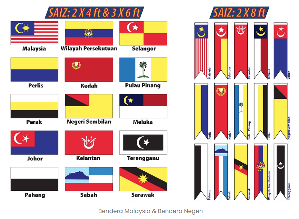BENDERA (Saiz : 2' x 4ft) (Saiz : 3' x 6ft) (Size : 2' x 8ft) MATERIAL: COTTON