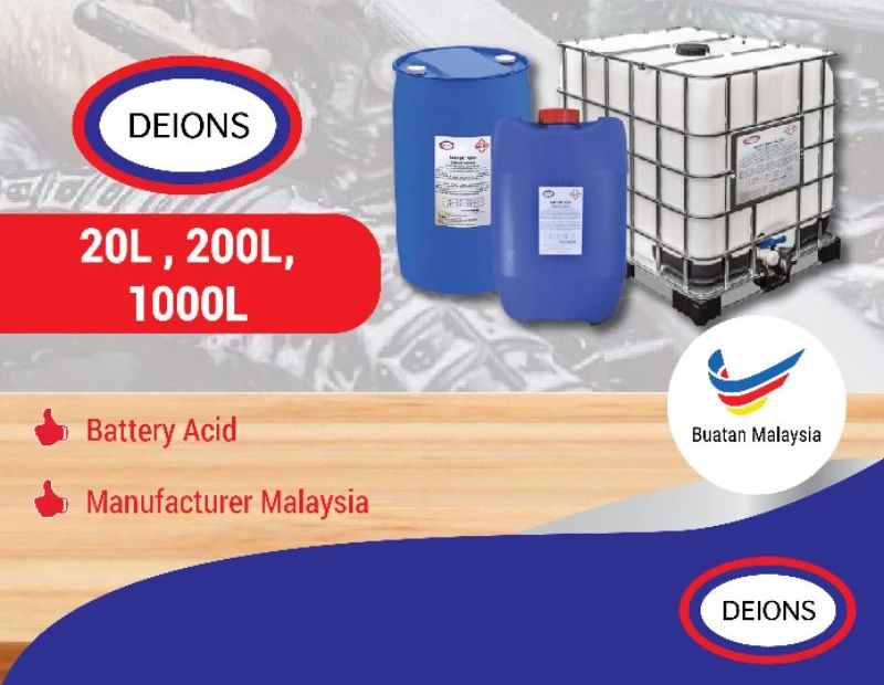 Deions Diluted Sulphuric Acid for Car Battery, Asid Bateri