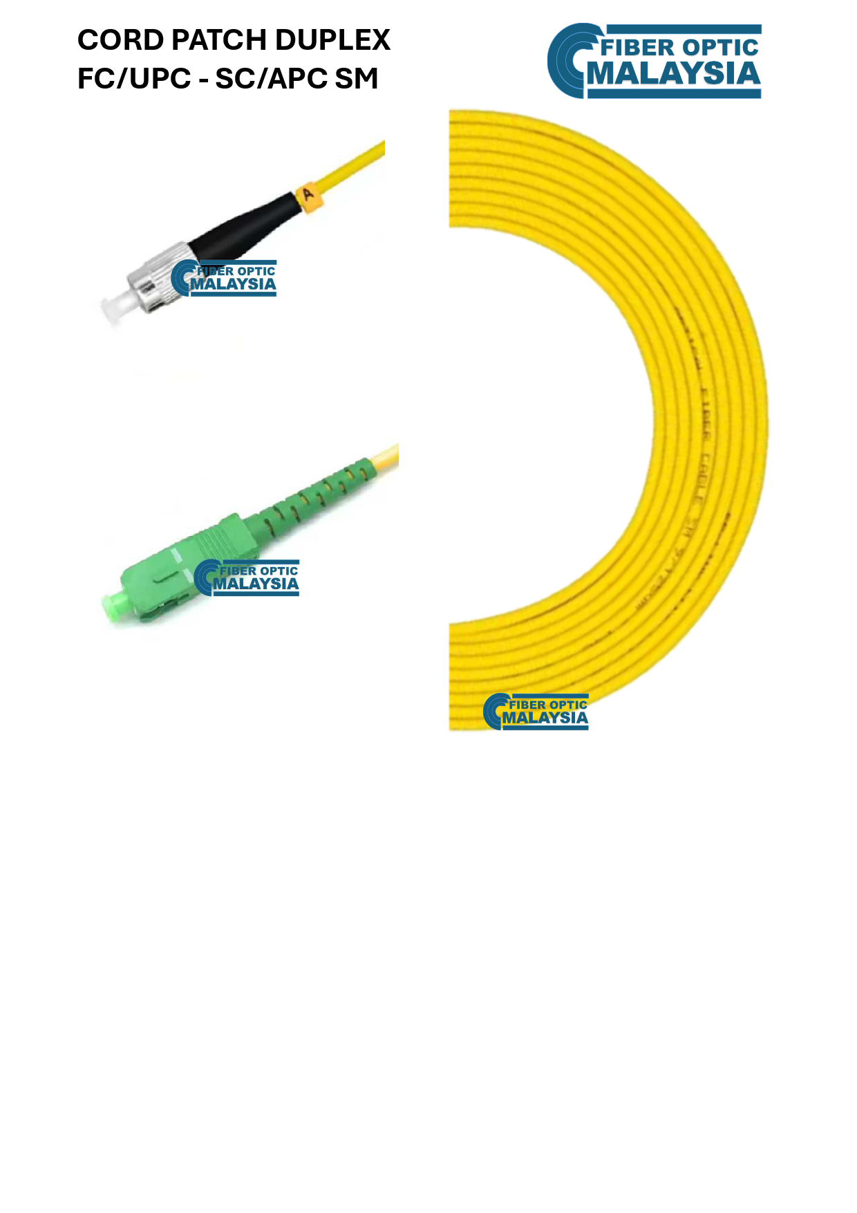 Fiber Optics Malaysia CORD PATCH SC/APC - FC/UPC SM 3M SIMPLEX PATCHCORD