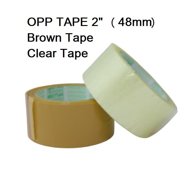 Opp Tape 2" 48mm x 40Y TANSPARENT (CLEAR) / BROWN TAPE