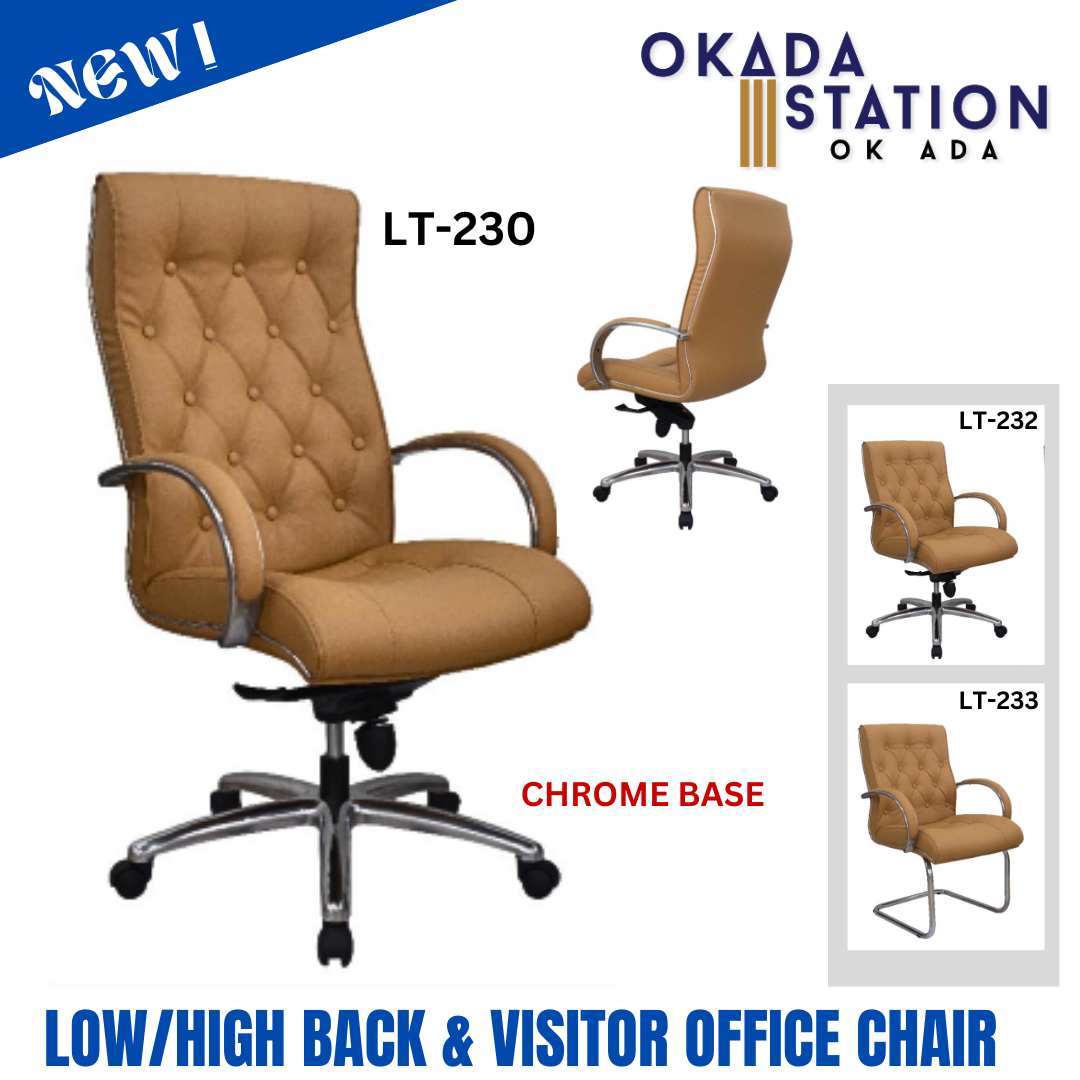 LT-230/232/233 PU LEATHER ERGONOMIC OFFICE CHAIR WITH CHROME LEG -ALL MODEL / ERGONOMIC OFFICE CHAIR / EXECUTIVE CHAIR / OFFICE CHAIR / PU LEATHER / LT-230 / LT-232 / LT-233