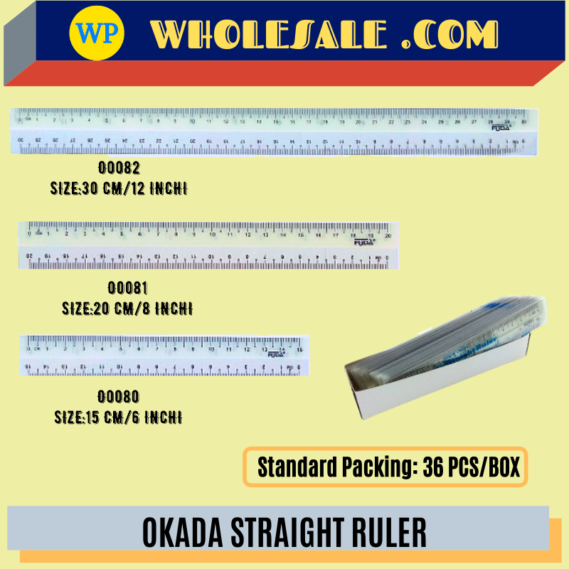 OKADA PLASTIC STRAIGHT RULER (15cm) (20cm) (30cm) / Okada / Ruler / Plactic ruler / Straight Ruler