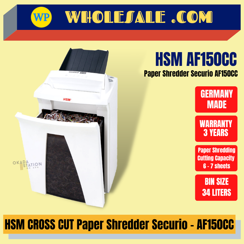 HSM / PAPER SHREDDER / CROSS CUT / SCURIO / AF150CC / SHREDDER MACHINE / OFFICE SHREDDER