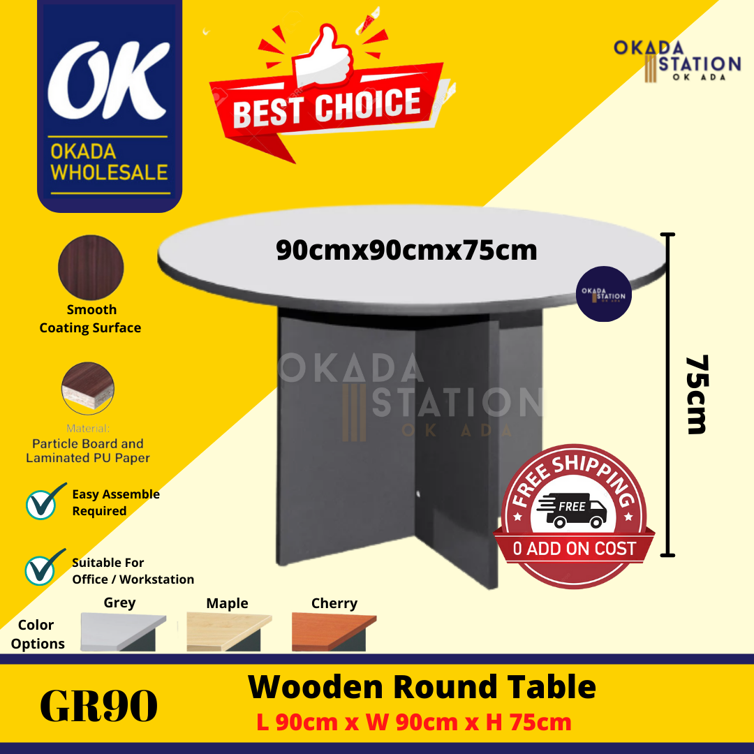 OKADA GR90 Round Meeting Table / Meja Belajar / Study Table Desk / Meja Study / Office Desk / Meja Meeting / G Series / OFFICE TABLE / MEETING TABLE
