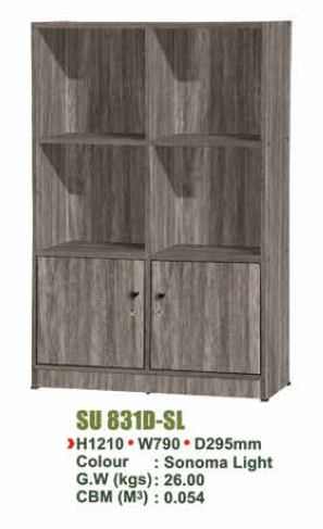 SU FILE CABINET WITH DOORS SU 831D - SL/N.OAK/WN