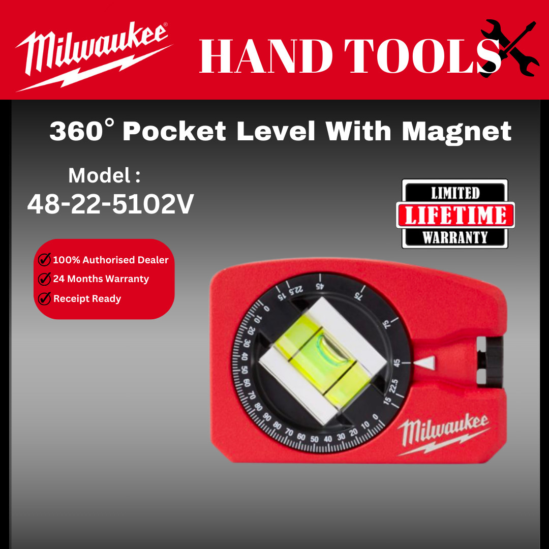 Milwwaukee Pocket Level With Magnet / Timbang Air / Water Level Ruler / Measuring Level