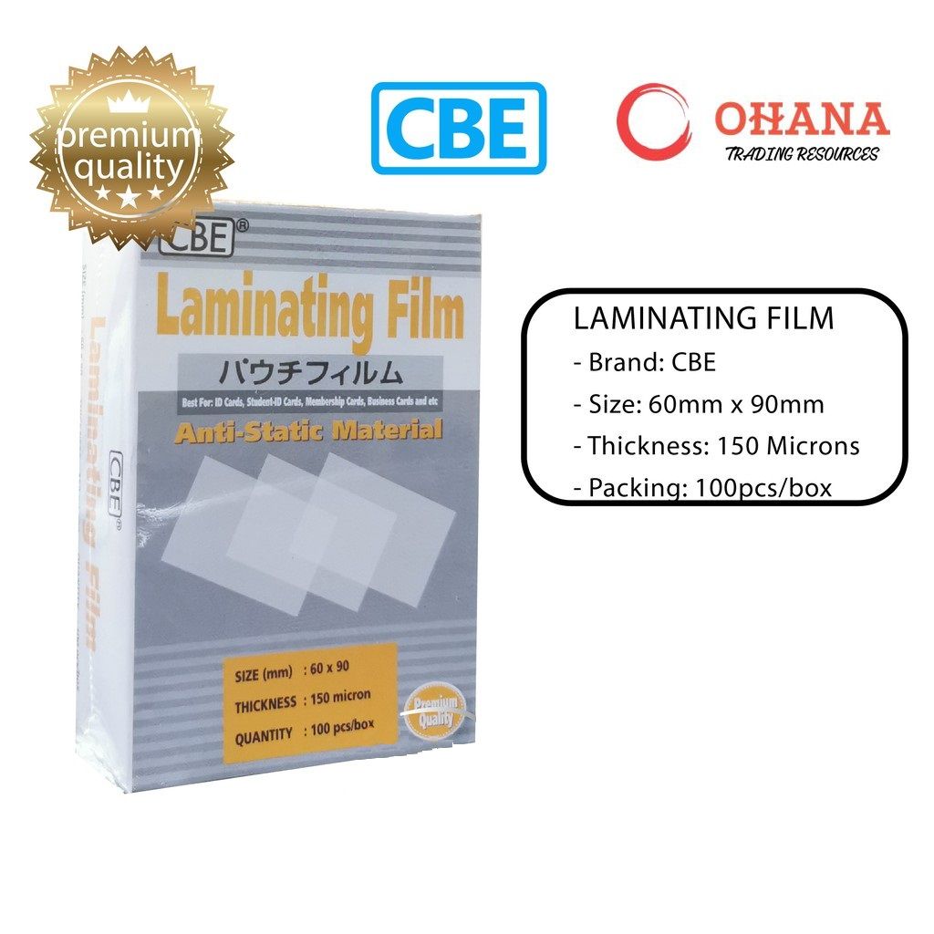 LAMINATING FILM POUCH SIZE 60MM X 90MM