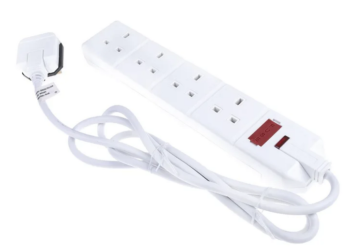 Type G - British 4 Gang Extension Leads, 2m Cable, 13A Fused, MAKER: RS
