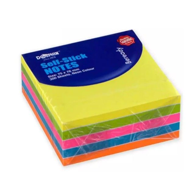 DOLPHIN SELFSTICK REMOVABLE NOTES 300 SHEETS 76MM X 76 MM