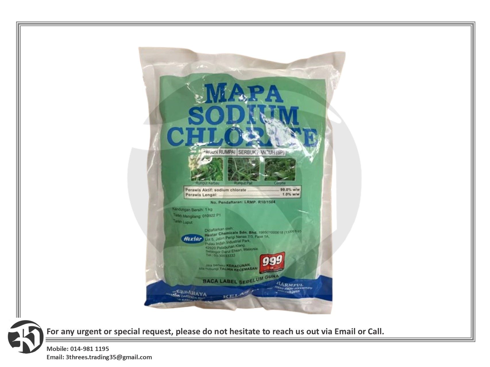 Sodium Chlorate / Herbicide (Racun Rumput & Buluh) 1kg