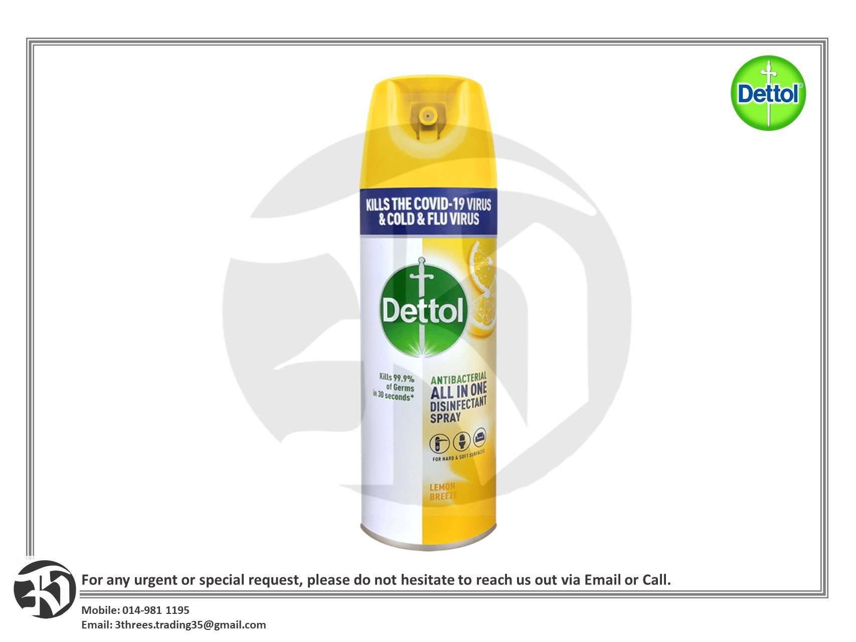 Dettol Disinfectant Spray Lemon Breeze 450ml