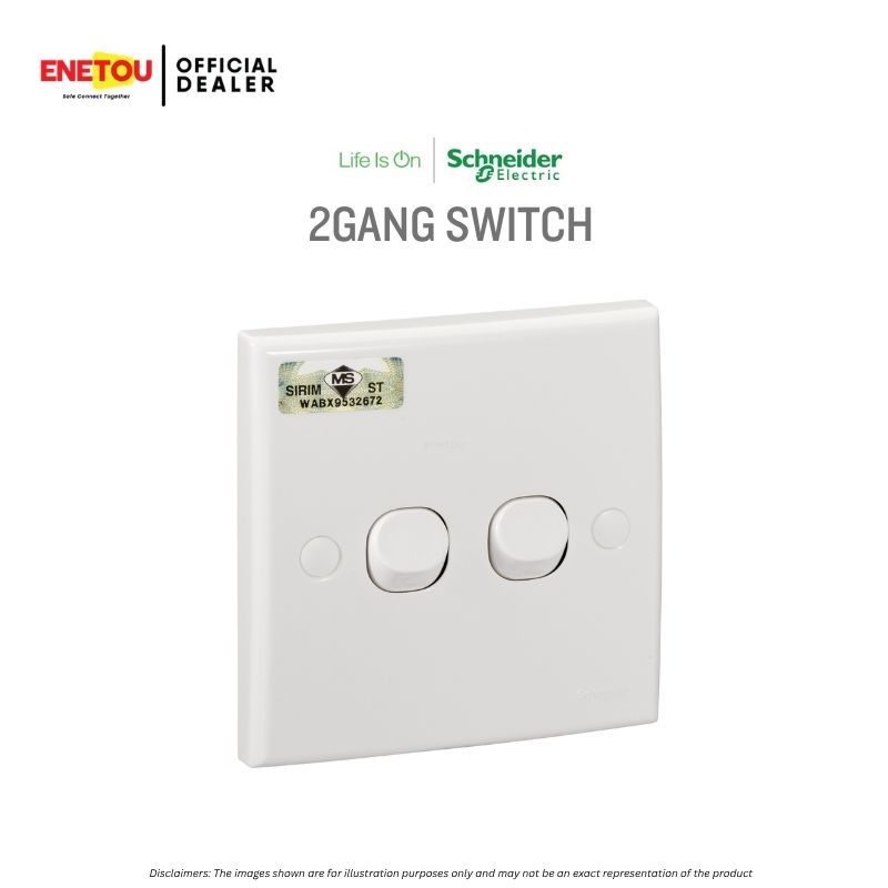 SCHNEIDER S-CLASSIC E32/1/2AR FLUSH SWITCH 10A 250V 2 GANG 1 WAY SWITCH