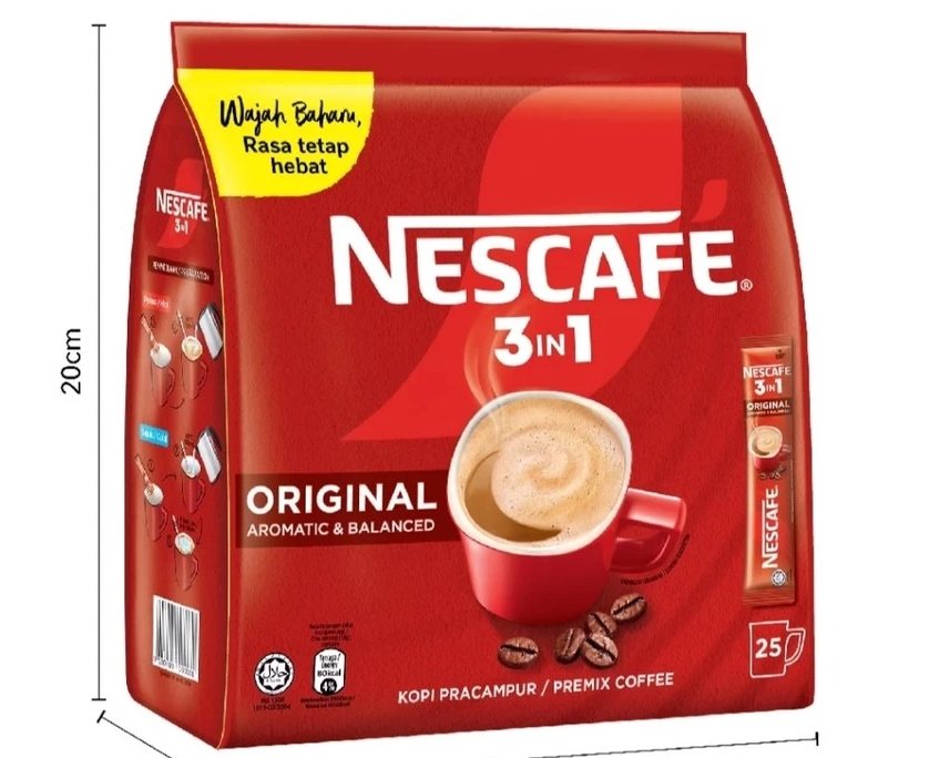 NESCAFÉ 3in1 Original 25 Coffee Stick 18g, Coffee Mix, Aromatic & Balanced Instant Coffee Powder