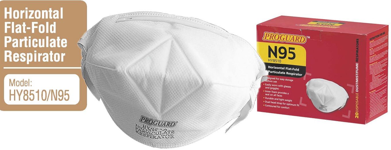 PROGUARD HORIZONTAL FLAT-FOLD PARTICULATE RESPIRATOR ( HY8510/N95)