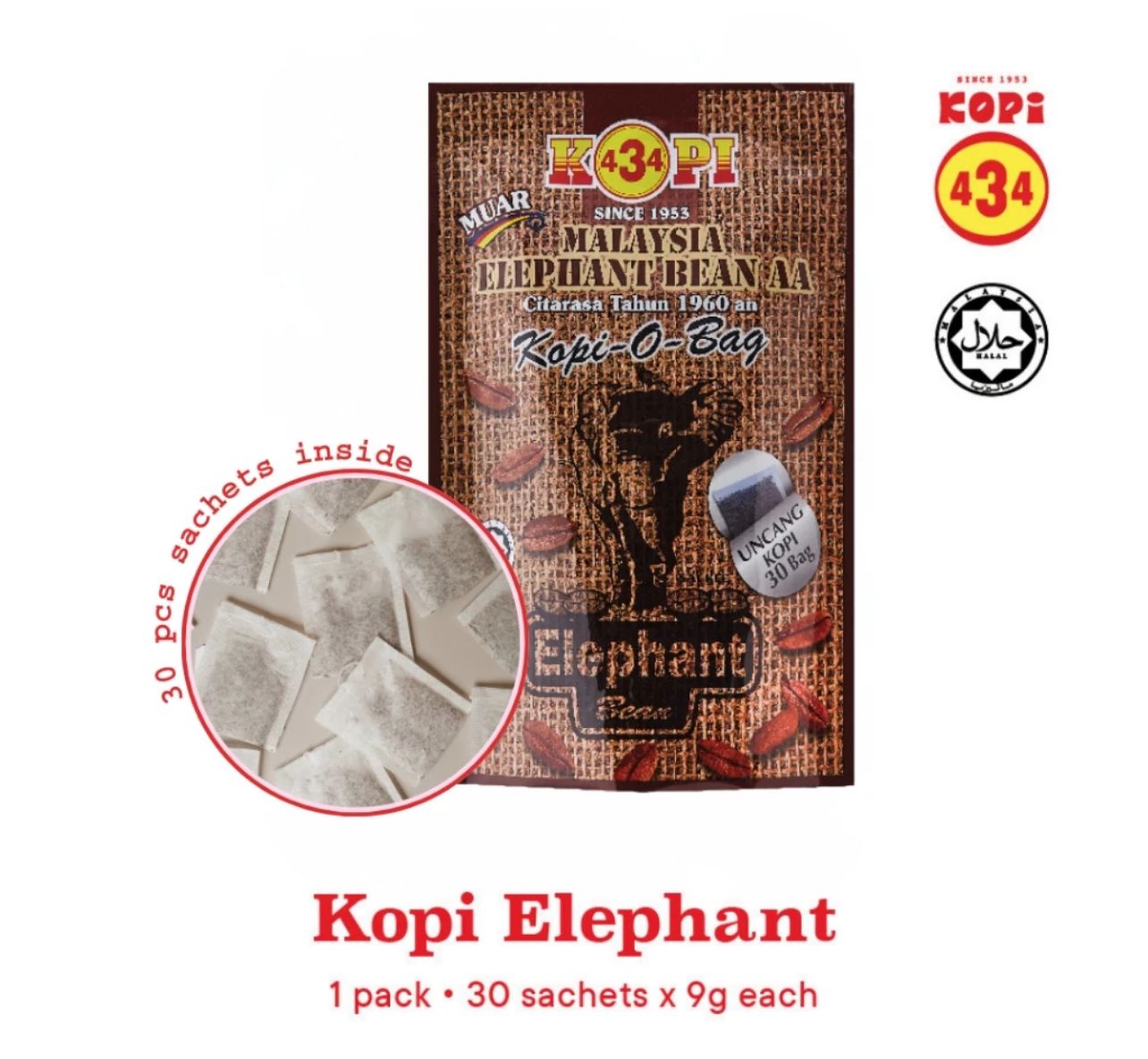 434 Kopi O 434 elephant (kopi '434' RASA 1960 an) 30 uncang