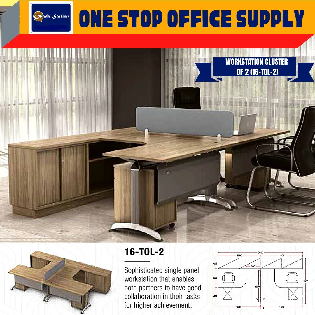 WORKSTATION SET CLUSTER OF 2 (WITHOUT CHAIR) -( 16-TOL-2 ) / WORKSTATION / 16-SYSTEM / CLUSTER OF 2 / 16-TOL-2 / TABLE TOP PANEL / OFFICE TABLE / 2 SEAT / OFFICE TABLE WITH PARTITION