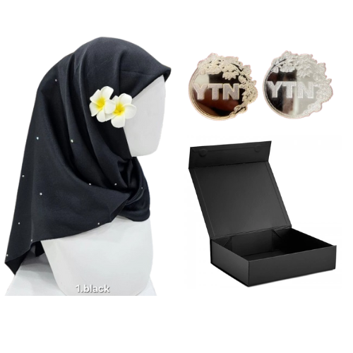 Bawal Satin Batu Hijab Bubble c/w Brooch & Premium Box